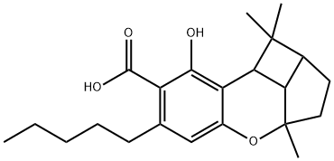1a,2,3,3a,8b,8c-ヘキサヒドロ-8-ヒドロキシ-1,1,3a-トリメチル-6-ペンチル-1H-4-オキサベンゾ[f]シクロブタ[cd]インデン-7-カルボン酸 化学構造式