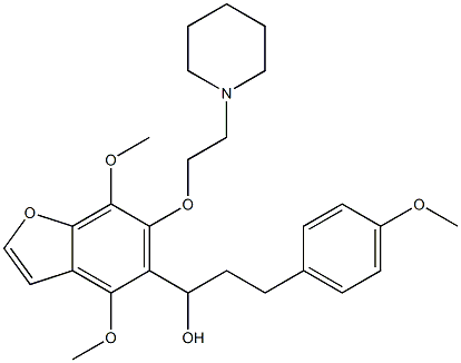 4,7-Dimethoxy-α-[2-(4-methoxyphenyl)ethyl]-6-[2-(1-piperidinyl)ethoxy]-5-benzofuranmethanol 结构式