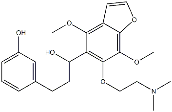 4,7-ジメトキシ-6-[2-(ジメチルアミノ)エトキシ]-α-[2-(3-ヒドロキシフェニル)エチル]-5-ベンゾフランメタノール 化学構造式