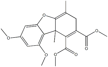 1,2-Dibenzofurandicarboxylic acid, 3,9b-dihydro-7,9-dimethoxy-4,9b-dim ethyl-, dimethyl ester Struktur