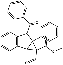 6-Benzoyl-1-formyl-1,1a,6,6a-tetrahydro-6a-phenylcycloprop[a]indene-1-carboxylic acid methyl ester 结构式