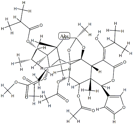 (15Z)-11α,12α-ジアセトキシ-15-(1-ヒドロキシ-2-メチルプロピリデン)フラグマリン30-アセタート3-(2-メチルプロパノアート) 化学構造式