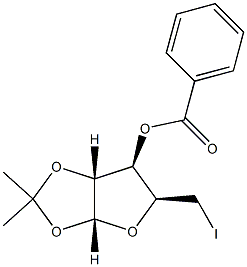 3-O-Benzoyl-5-deoxy-5-iodo-1,2-O-isopropylidene-α-D-xylofuranose 结构式