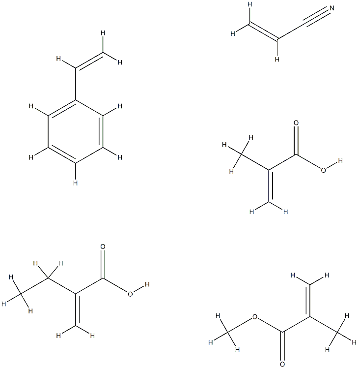 2-Propenoic acid, 2-methyl-, polymer with ethenylbenzene, ethyl 2-propenoate, methyl 2-methyl-2-propenoate and 2-propenenitrile Structure
