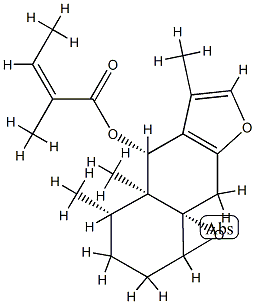 (4S)-8β,8aβ-Epoxy-4,4a,5,6,7,8,8a,9-octahydro-3,4aβ,5β-trimethylnaphtho[2,3-b]furan-4β-ol (Z)-2-methyl-2-butenoate Struktur