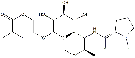 2-(2-Methyl-1-oxopropoxy)ethyl 6,8-dideoxy-7-O-methyl-6-[[[(2S)-1-methylpyrrolidin-2-yl]carbonyl]amino]-1-thio-D-erythro-α-D-galacto-octopyranoside Structure