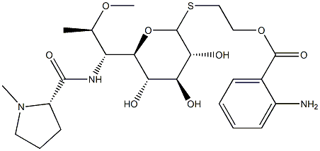 2-[(2-Aminobenzoyl)oxy]ethyl 6,8-dideoxy-7-O-methyl-6-[[[(2S)-1-methylpyrrolidin-2-yl]carbonyl]amino]-1-thio-D-erythro-α-D-galacto-octopyranoside Structure