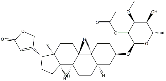 3β-[(6-Deoxy-2-O-acetyl-3-O-methyl-α-L-altropyranosyl)oxy]-14-hydroxy-5β-card-20(22)-enolide Structure