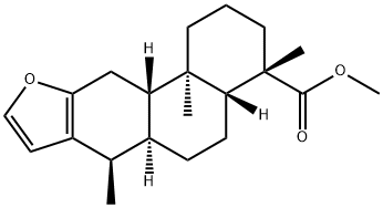 (4S)-4,7β,11bα-トリメチル-1,2,3,4,4aβ,5,6,6aα,7,11,11aβ,11b-ドデカヒドロフェナントロ[3,2-b]フラン-4α-カルボン酸メチル 化学構造式