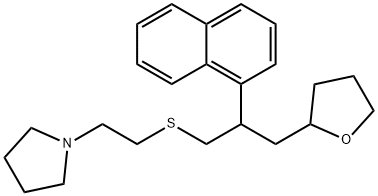 2-(1-Naphtyl)-1-(2-pyrrolizinoethyl)thio-3-(2,3,4,5-tetrahydrofuran-2-yl)propane 结构式