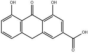 9,10-ジヒドロ-1,8-ジヒドロキシ-9-オキソ-3-アントラセンカルボン酸 化学構造式