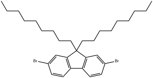2,7-ジブロモ-9,9-ジオクチルフルオレン 化学構造式