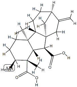 2β-ヒドロキシ-1β,4aα-ジメチル-8-メチレンギバン-1α,10β-ジカルボン酸 化学構造式