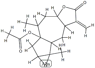 7a-(Acetyloxy)-1a,7-dimethyl-3-methylene-1b,2,2a,3,5a,6,7,7a,8,8a-decahydrooxireno[2,3]azuleno[6,5-b]furan-4(1aH)-one Structure