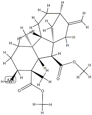 2β-ヒドロキシ-1,4aα-ジメチル-8-メチレンギバン-1α,10β-ジカルボン酸ジメチル 化学構造式