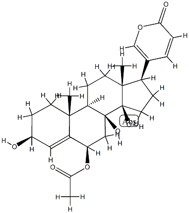 6β-アセトキシ-3β,8,14-トリヒドロキシ-14β-ブファ-4,20,22-トリエノリド 化学構造式