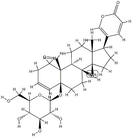 5-(β-D-Glucopyranosyloxy)-14-hydroxy-19-oxo-5β-bufa-3,20,22-trienolide Struktur