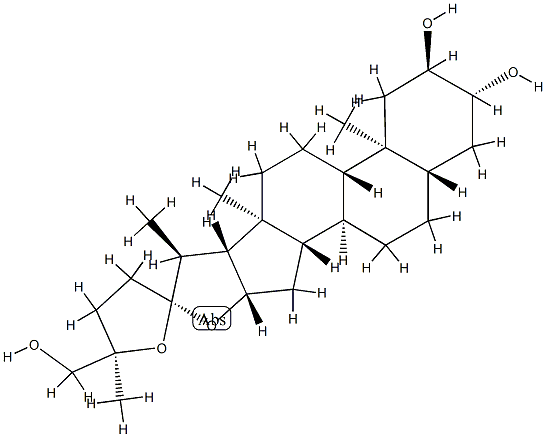 [25R,(-)]-22α,25-Epoxy-5α-furostane-2α,3β,26-triol Struktur