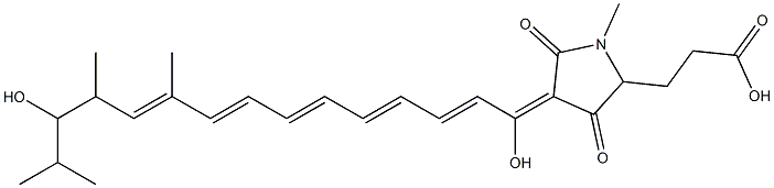 2,5-Dihydro-3-hydroxy-4-(13-hydroxy-10,12,14-trimethyl-1-oxo-2,4,6,8,10-pentadecapentenyl)-1-methyl-5-oxo-1H-pyrrole-2-propanoic acid Struktur
