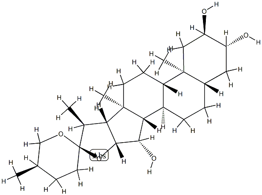 (25R)-5α-Spirostane-2α,3β,15β-triol 结构式