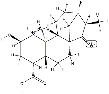 (4α)-2β-Hydroxy-15-oxo-19-norkauran-18-oic acid Struktur