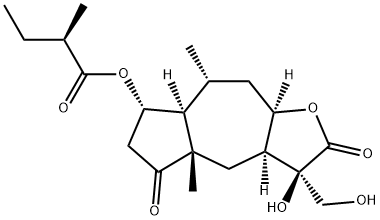 (R)-2-Methylbutanoic acid (3R,3aα,7aα,9aα)-dodecahydro-3-hydroxy-3-hydroxymethyl-4aβ,8α-dimethyl-2,5-dioxoazuleno[6,5-b]furan-7α-yl ester Structure