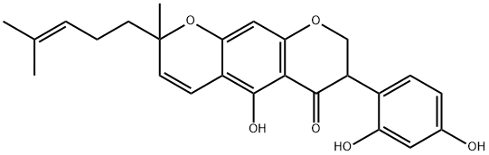 7-(2,4-Dihydroxyphenyl)-7,8-dihydro-5-hydroxy-2-methyl-2-(4-methyl-3-pentenyl)-2H,6H-benzo[1,2-b:5,4-b']dipyran-6-one Struktur