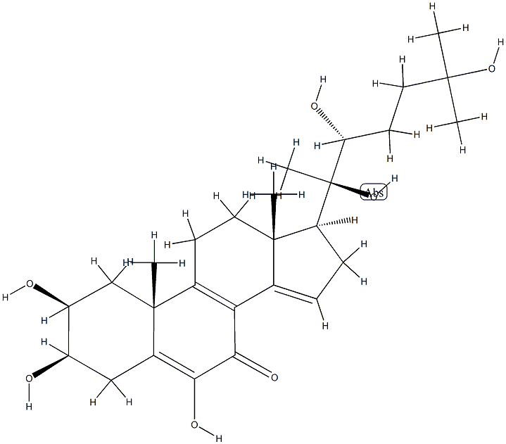 (20R,22R)-2β,3β,6,20,22,25-ヘキサヒドロキシ-5,8,14-コレスタトリエン-7-オン 化学構造式