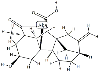 3α,4aα-ジヒドロキシ-1β-メチル-8-メチレンギバン-1α,10β-ジカルボン酸1,4a-ラクトン 化学構造式