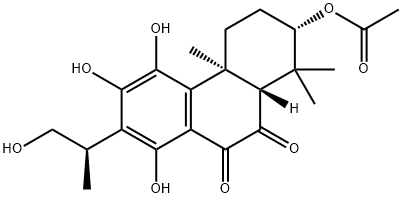 (15R)-3β-アセトキシ-11,12,14,16-テトラヒドロキシ-8,11,13-アビエタトリエン-6,7-ジオン 化学構造式