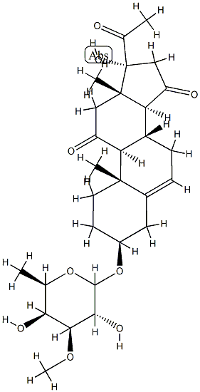 3β-[(6-Deoxy-3-O-methyl-D-galactopyranosyl)oxy]-17-hydroxypregn-5-ene-11,15,20-trione Structure