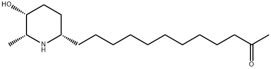 (-)-12-[(2S)-5β-ヒドロキシ-6β-メチルピペリジン-2-イル]ドデカン-2-オン 化学構造式