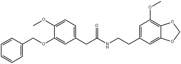 2-(3-(BENZYLOXY)-4-METHOXYPHENYL)-N-(2-(7-METHOXYBENZO[D][1,3]DIOXOL-5-YL)ETHYL)ACETAMIDE, 52346-00-6, 结构式