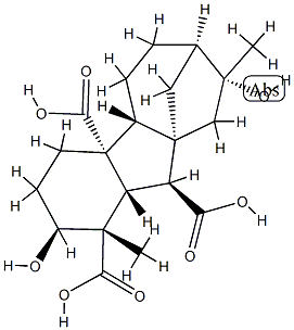 2β,8α-ジヒドロキシ-1β,8β-ジメチルギバン-1α,4aα,10β-トリカルボン酸 化学構造式