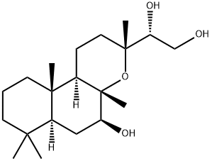 (13R,14R)-8α,13-エポキシ-7β,14,15-ラブダントリオール 化学構造式