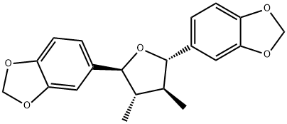 5,5'-[(2S,3S,4S,5S)-テトラヒドロ-3,4-ジメチルフラン-2,5-ジイル]ビス(1,3-ベンゾジオキソール) 化学構造式