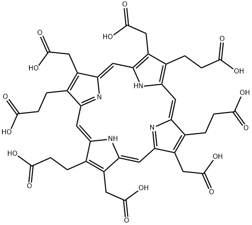 3,7,13,17-tetrakis(carboxymethyl)-21H,23H-Porphine-2,8,12,18-tetrapropanoic acid Struktur