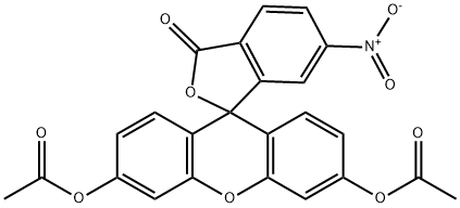 3',6'-ビス(アセチルオキシ)-6-ニトロスピロ[イソベンゾフラン-1(3H),9'-[9H]キサンテン]-3-オン 化学構造式