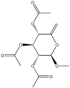Methyl 2-O,3-O,4-O-triacetyl-6-deoxy-β-D-xylo-5-hexenopyranoside Struktur