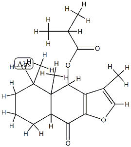 2-Methylpropanoic acid (4S)-4,4a,5,6,7,8,8aβ,9-octahydro-5α-hydroxy-3,4aβ,5-trimethyl-9-oxonaphtho[2,3-b]furan-4β-yl ester Structure