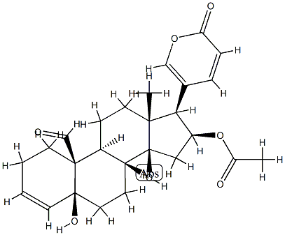 16β-Acetoxy-5,14-dihydroxy-19-oxo-5β-bufa-3,20,22-trienolide Structure