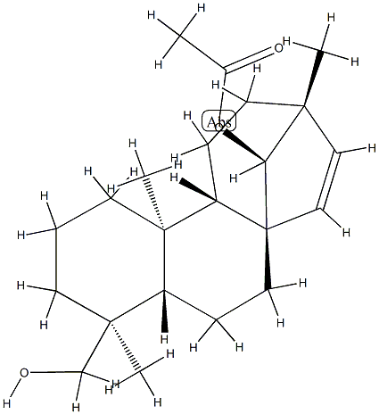 (4S,8R,13R,14S)-13-Methyl-17-norkaur-15-ene-14,18-diol 14-acetate Struktur