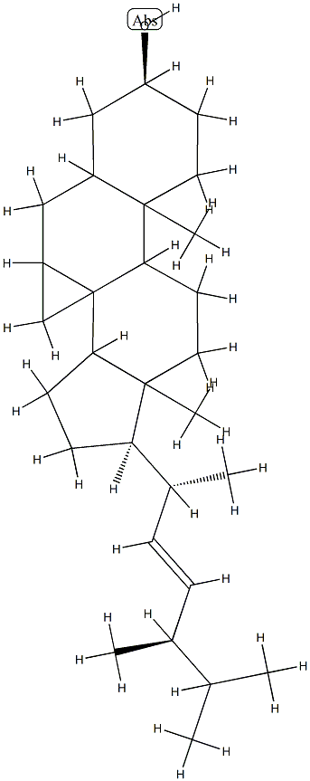 (8α,22E)-3',7β-ジヒドロシクロプロパ[7,8]-5α-エルゴスタ-22-エン-3β-オール 化学構造式