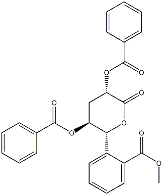 2-O,4-O,6-O-Tribenzoyl-3-deoxy-D-arabino-hexonic acid δ-lactone Struktur