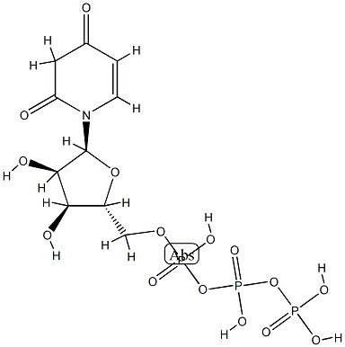 1-[5-O-[ヒドロキシ[[ヒドロキシ(ホスホノオキシ)ホスフィニル]オキシ]ホスフィニル]-β-D-リボフラノシル]-2,4(1H,3H)-ピリジンジオン 化学構造式
