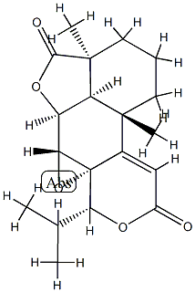 (1aR,10aβ,10bα)-2β-Isopropyl-5bα,8aβ-dimethyl-6,7,8,8bβ,10a,10b-hexahydro-4H,9H-furo[2',3',4':4,5]oxireno[2,3]naphtho[2,1-c]pyran-4,9-dione Struktur