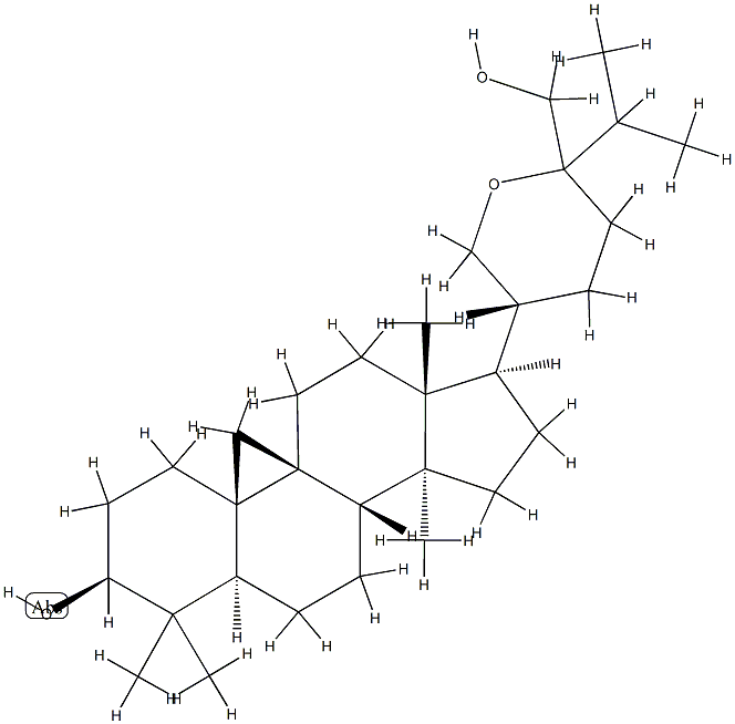 21,24-Epoxy-3β-hydroxy-9β,19-cyclolanostane-24-methanol Struktur