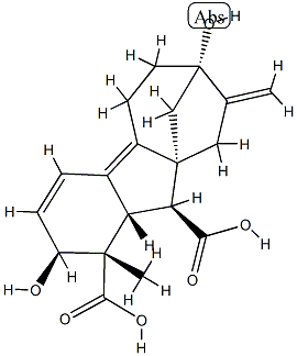 2β,7-ジヒドロキシ-1-メチル-8-メチレンギバ-3,4a-ジエン-1α,10β-ジカルボン酸 化学構造式