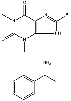 8-bromo-1,3-dimethyl-7H-purine-2,6-dione, 1-phenylethanamine Struktur