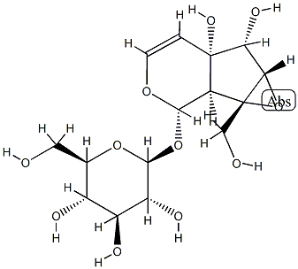 [(1aS)-1a,1bα,2,5a,6,6aβ-Hexahydro-5aα,6α-dihydroxy-1a-(hydroxymethyl)oxireno[4,5]cyclopenta[1,2-c]pyran-2α-yl]β-D-glucopyranoside Structure
